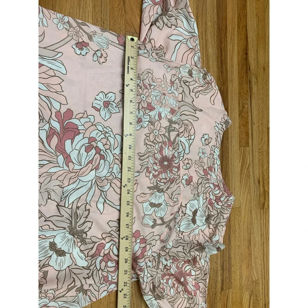 Coldwater Creek Women's Floral Pintuck Tunic Blouse 1X Pink Long Sleeve